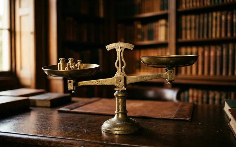 Brass balance scale and precision metric weights