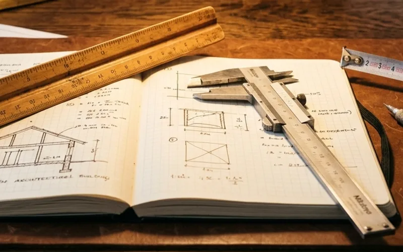 Precision vernier caliper and architectural scale ruler